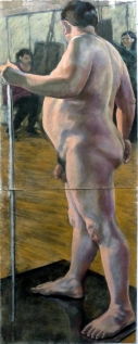 large male nude standing with stick on mat (410x1024)